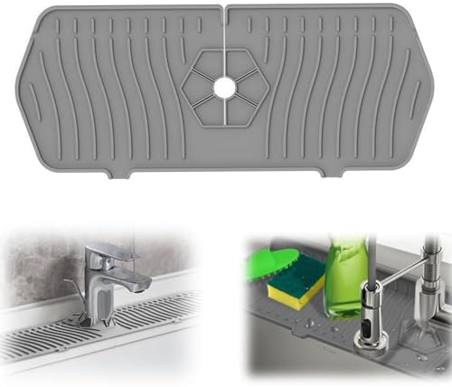 CZFDCK Silicone Sink Mat, Drying Mat, Sink Splash Guard, Grey, Silicone, Solid, 1 Count