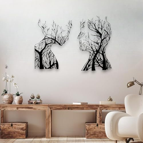 Decorazione da parete con albero della vita, murale in metallo nero, decorazione da parete per casa, ufficio, camera da letto, soggiorno e cucina