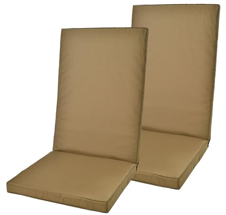 Rattanland® Gartenstuhlauflagen Hochlehner - Stuhlkissen Set - Wasserdichter Stoff - Sitzauflagen Hochlehner, Auflagen für Gartenmöbel, Hochlehner Auflagen, Sitzkissen für Gartenstühle (2, Braun)