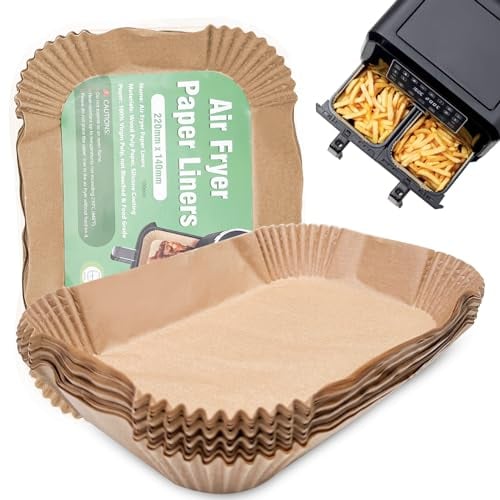 Traxenta Huile de Silicone Double Papier de Cuisson, Air Fryer Pour Paper, Feuille de Friteuse Barquette Accessoires, Rectangle Moule Baking Accessoire, Feuilles Barquette Airfryer Deli