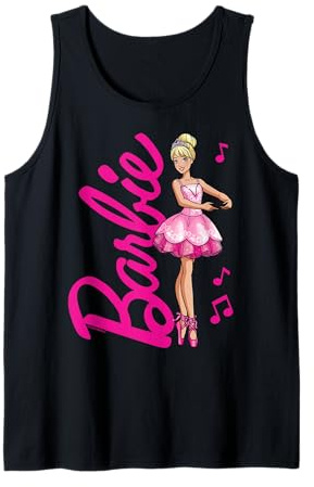 Barbie - Damen Tank Top Schwarz S Ballerina Barbie Cartoon Muster Sommer Alltag Kind Feier Ärmellos Pull-On