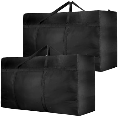 Dntorx 2 Stück 180L Extra Große Aufbewahrungstasche, 600D Oxford Heavy-Duty Umzugstaschen mit Reißverschlüssen Handgriff, Wasserdichte Tragetasche für Umzug Bettdecken Kleidung Bettwäsche Aufbewahrung