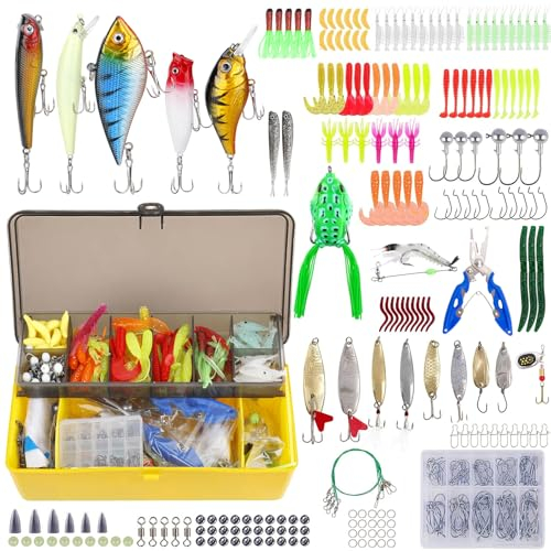 Homealexa 301 Angelköder Gemischte Tackle/Schwimmender Angelköder Haken Angelzubehör Kit Set mit Aufbewahrungsbox