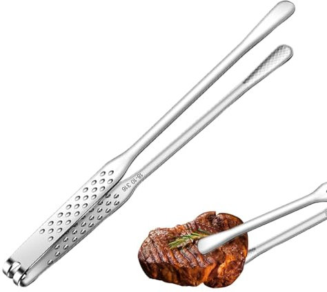 Dtaigou Long BBQ Tongs - Food Cooking Stainless Steel Tongs for BBQ | Outdoor Grilling Steak Bread Baking Non-Slip Clip Turner for Motor Home, Barbecue