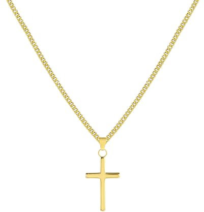 ALEXCRAFT Kreuz Kette Halskette Damen Gold Modeschmuck Geschenk für Sie Frauen Freundin Mama Herren Kinder Kreuz Größe 30 * 18cm Kette Länge 55+5cm
