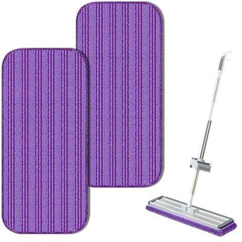 Lot de 2 Lingettes Reutilisable pour Swiffer WetJet Wood, Serpillières en Microfibre Remplacement, Mop Pads Microfibres pour Le Nettoyage des Surfaces Et des Sols en Bois, 30 X 15 Cm