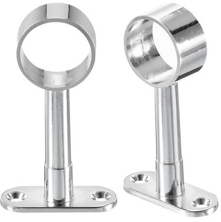 sourcing map 2Pcs 82-105mm Closet Rod Support Bracket, Rod Holder Wardrobe Accessories Clothes Rail Seat Bedroom Bathroom, Silver