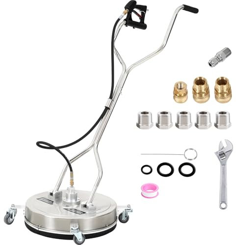 18 Inch Pressure Washer Surface Cleaner FAHKNS 18 Power Washer Accessory for Driveways Sidewalks Patios Decks,4 Wheels,1/4 Quick Plug,4000PSI Surface Cleaner