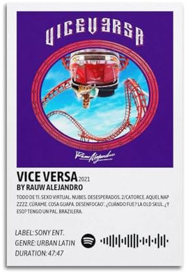 FGTGWFC Rauw Alejandro Vice VersaAlbumcover-Poster, Musikposter, Leinwand, Wandkunst, Poster, Schlafzimmer-Dekor, Jugendhaus-Dekor, Kunst, 20 x 30 cm, ungerahmt, 10