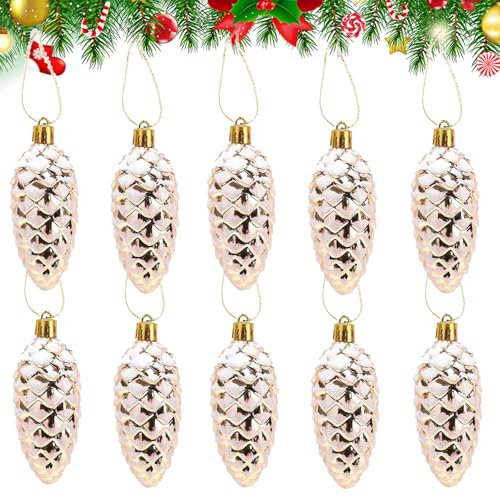 10 Stück Glitter Weihnachten Tannenzapfen,Tannenzapfen Weihnachtsbaum Christbaumschmuck Zapfen Tannenbaum Zapfen Christbaumanhänger Zapfen Christbaumschmuck Zum Anhängen Für Weihnachtsdeko,Gold