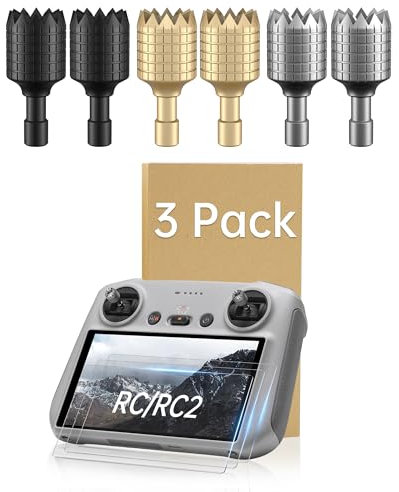 LKTOP Screen Protector+Joysticks for DJI 𝗥𝗖/𝗥𝗖𝟮 Remote Controller Accessories, HD Tempered Glass Film Controller Sticks for DJI Mini 4 Pro/Mini 3 Pro/Mini 3, Mavic 3 Series, Air 3, Air 2S
