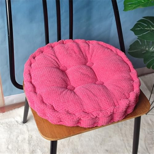 Morbuy Jacquard Rund Sitzkissen, Sitzkissen Outdoor & Indoor, Einfarbig Weiches Stuhlkissen, Waschbares Sitzauflagen Gartenmöbel, Steppkissen Stuhlkissen für Esszimmer (40x40cm,Rosa 1)