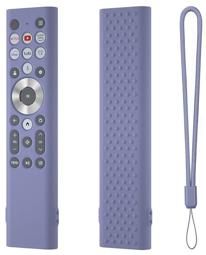 Custodia protettiva in silicone per telecomando Hisense ERF6A80 ERF6G80H ERF6F80H per Hisense Class A7 U8 Series 4K per Google TV Remote antiscivolo morbida pelle protettiva con cordino (grigio