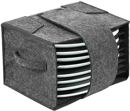 ZYEKIU Filz Tassenhalter Camping mit 8 Fächern Camping Geschirr Lagerung Filz Tasche 27 x 22 x 7cm, Grau, Wohnmobil Tellerhalter Rutschfeste Leise, Caravan Tellerhalter für Wohnmobile Wohnwagen