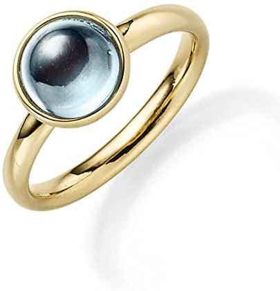 Schmuck Krone Ring Damenring aus 585 Gold Gelbgold mit Topas Blautopas Fingerring, Ringgröße:Innenumfang 56mm ~ Ø17.8mm