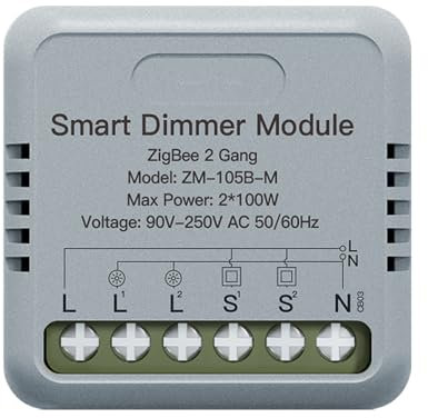 MeanWell Mini Triac Dimmer ZigBee 3.0, 2 Canali 1A, TUYA, Smart Life, AC 90-250V 50/60HZ 2X100W 40X40X18mm IP20