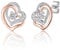 Silver Stud Earrings for Women Grils, Hypoallergenic Small Rose Gold Heart Cubic Zirconia Stud Earrings Jewellery Gifts for Birthday Christmas Wedding