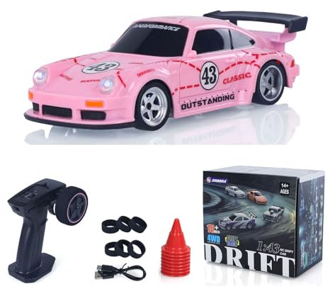 wheelfun 1:43 2,4G RC Drift Auto Hochgeschwindigkeits-Rennfahrzeuge 15KM:H 4WD Mini-Auto-Modell Batterie Beleuchtung RTR Spielzeug Geschenk