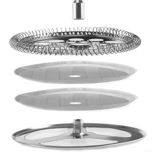 GLFLOW 4-teiliges Ersatzfilter-Set für French Press Edelstahl-Komponenten verbessern Ihr Brauerlebnis (1000 ml)