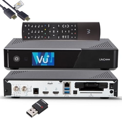 VU+ UNO 4K SE E2 Linux Sat Receiver + WLAN 300 (DVB-S2 FBC Twin Tuner, 4K HDR, HDMI 2.0, USB 3.0, CI + lettore di schede, display LCD da 2,4, HTS e-com HDMI, TV Box con funzione PVR)