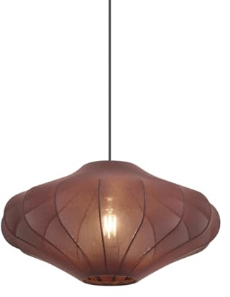 Qazqa Design Pendelleuchte, Pendellampe - Plu - Braun, Rund, 50cm, Ideal als Wohnzimmerlampe