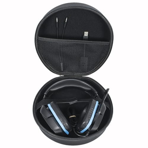 YIIWAY Funda Duro Estuche Case Compatible con Trust Gaming GXT 322D Carus/GXT 418 Rayne/GXT 488 Forze/GXT 490 Fayzo/GXT 498 Forta Auriculares Gaming, Funda Solo - Negro YC80050
