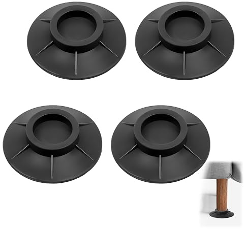 4x Schwingungsdaempfer Waschmaschine Silikon Pad Antirutsch Gummi | Vibrationsdaempfer Universalgroesse, Trockner Kuehlschrank Geraet, tragbare Maschine, Anti Vibration Puffer, schwarz