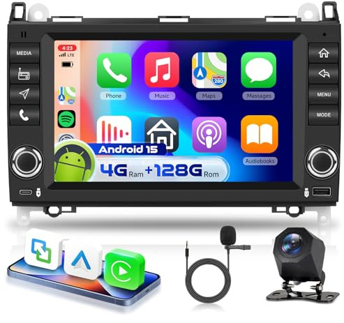 4G 128G VECHTEL 8 Autoradio für Mercedes-Benz A/B-Class W169 B200/Viano VITO W639/Sprinter W906 Carplay Android Auto,WiFi GPS,RDS/FM Radio Bluetooth mit AHD Rückfahrkamera