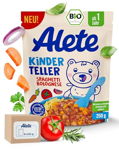 Alete Kinderteller Spaghetti Bolognese, ab 1 Jahr, BIO, 250 g (6er Pack)