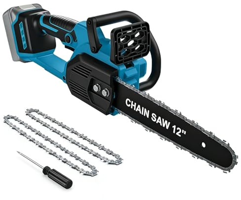 Tronçonneuse électrique sans fil de 30 cm compatible avec Makita 18 V | (sans batterie) - Tronçonneuse sans fil - Scie à chaîne sans fil - 30 cm - Pour le travail du bois et le jardin - Bleu
