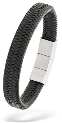 s.Oliver Herren Schmuck – Armband aus Leder mit Edelstahldetails – Klassisch, Zeitlos und Maskulin – Perfekte Geschenkidee