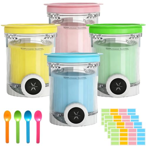 DAZZTIME Recipiente para Helados Ninja Creami,4 Piezas Contenedores para Ninja Creami Pint,Accesorios para Máquina de Helado Serie NC700/NC701,Apto para Lavavajillas,Sin BPA