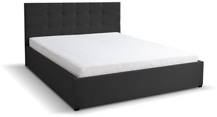 VENASI MÖBEL Polsterbett Jessa mit Kopfteil, 180 x200 cm, Doppelbett mit Bettkasten und Lattenrost aus Metall, Velourstoff, Farbe: Schwarz