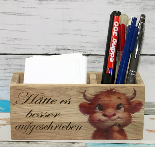Generisch Notizzettelhalter | Lustiger Organizer | Motiv – Eichenholz - Handarbeit - Schreibtisch Ordnung