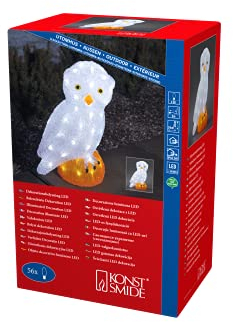 Konstsmide 6186-203 LED Acrylfigur Eule / für Außen (IP44) / 24V Außentrafo / 56 kalt weiße Dioden / transparentes Kabel, 24 x 36 cm, Klar