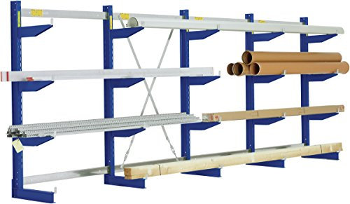 BITO 20-17897 Typ L Kragarmregale, Einseitige Nutzung, 5 Arme, 2480 mm x 4305 mm x 520 mm, 6600 kg Tragkraft Gesamt, 400 mm Nutztiefe, Enzianblau
