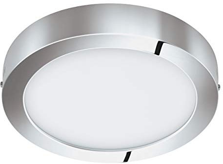 EGLO LED Deckenleuchte Fueva 1, 1 flammige Deckenlampe, Material: Metallguss, Kunststoff, Farbe: Chrom, weiß, Ø: 30 cm, warmweiß, IP44