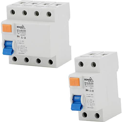 Disjoncteur différentiel FI Commutateur de protection type : A 2,4 broches – 25 A, 40 A, 63 A – 30 mA