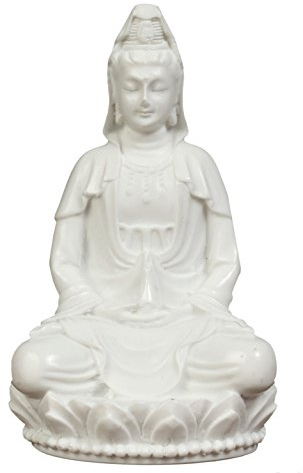 Premium Guan Yin Statue mit weißem Marmor-Finish Buddhistische Avalokiteshvara Kuanyin/Buddhismus Statue auf Lotus