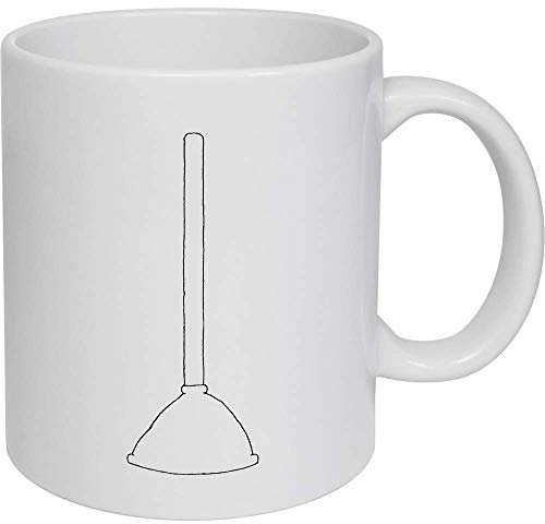 Azeeda 11oz (320ml) 'Toilet Plunger' Ceramic Mug/Cup (MG00008471)