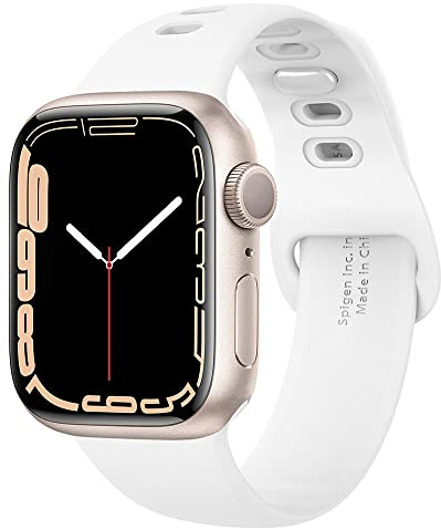 Spigen Silicone Fit Correa Compatible con Apple Watch 7 6 SE 5 4 3 2 1 y Apple Watch Correa 45mm 44mm 42mm - Blanco