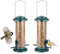 iBorn Metal Bird Feeders Hanging Bird Feeder For Small Birds for Garden Outdoors,Set of 2 Seed Feeder All Metal Painted Rust-resistant, Green