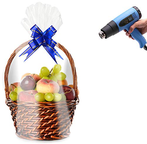 Morepack Easter Shrink Wrap Bags for Gift Baskets,20x28 Inches Clear PVC Heat Shrink Bags,20 Pieces