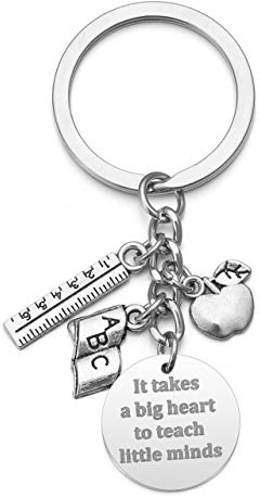 Jovivi Lineal Apfel Buch Lehrer Schlüsselanhänger mit Gravur Schlüsselring Keychain Lehrertag Abschluss Erntedankfest Geschenk