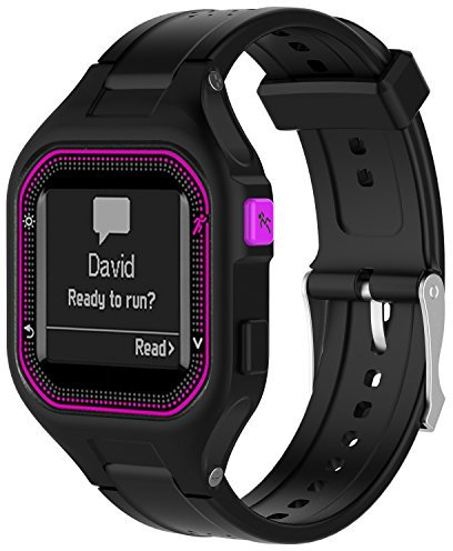 QGHXO Armband für Garmin Forerunner 25, weiches Silikon Ersatz-Uhrenarmband für Garmin Forerunner 25 GPS Laufuhr, S-bk, Small