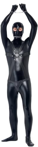 Smiffys Stag Party Gimp Costume, Black Skin Bodysuit, Fancy Dress, Mens Dress Up Costumes