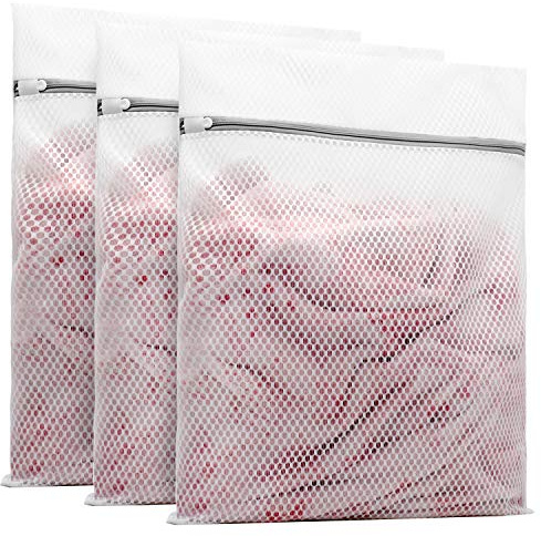 Muchfun 3Pcs Durable Honeycomb Mesh Laundry Bags for Delicates 16 x 20 Inches (3 Large)