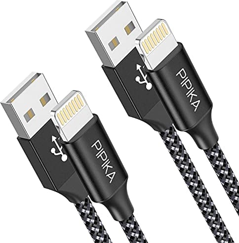 PIPIKA Blitzlade-USB-Kabel aus Nylon für iPhone 11,XS,XS Max,XR,X,8,8 Plus,7,7 Plus,6s,6s Plus,6,6 Plus,SE,5s,5c,5 1 [2pack 3M]