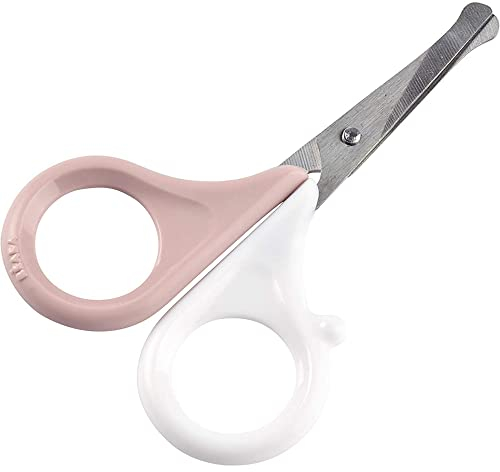 BÉABA Tijeras de Uñas para Niños y Bebés, Cortaúñas y manicura, Punta roma, Rosa