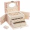 ADEL DREAM Schmuckkasten Schmuckkästchen mit 2 Schubladen Schmuck-Organizer PU Leder Schmuckaufbewahrung Samtfutter（Rosa